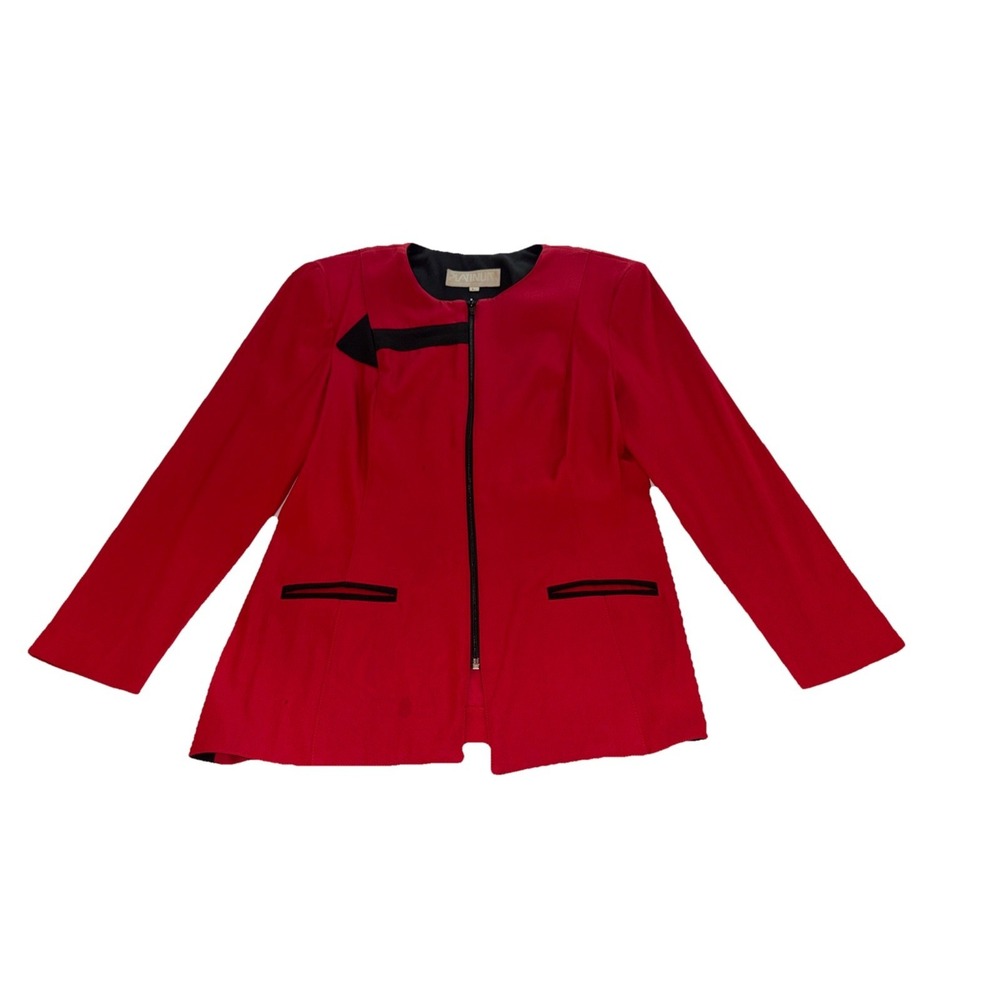 Vtg Platinum By Dorothy Schoelen Women's Red Black Jacket Blazer Size L USA